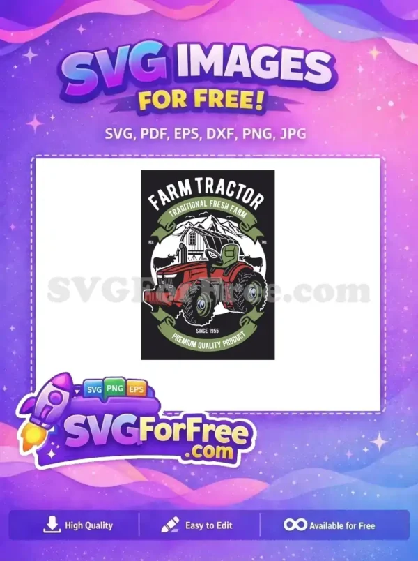 Free Red Farm Tractor Free Barn Scene T-shirt Free SVG
