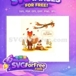 Free Autumn Fox Red Bow Free Squirrel Acorn T-shirt Free SVG - Instant Download