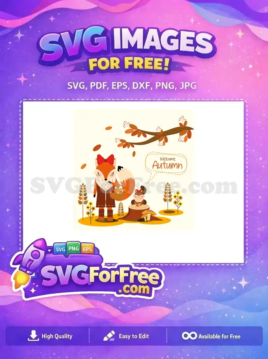 Free Autumn Fox Red Bow Free Squirrel Acorn T-shirt Free SVG