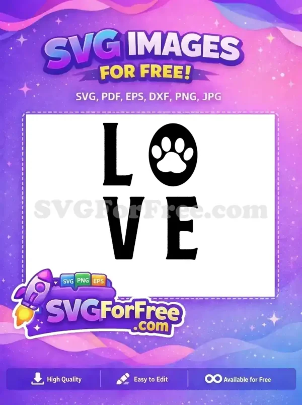 Free Paw Print Free Love Graphic T shirt Free SVG