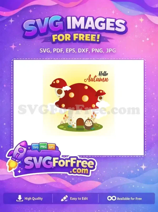 Free Red Mushroom House Free Hedgehog Flower Autumn Free SVG