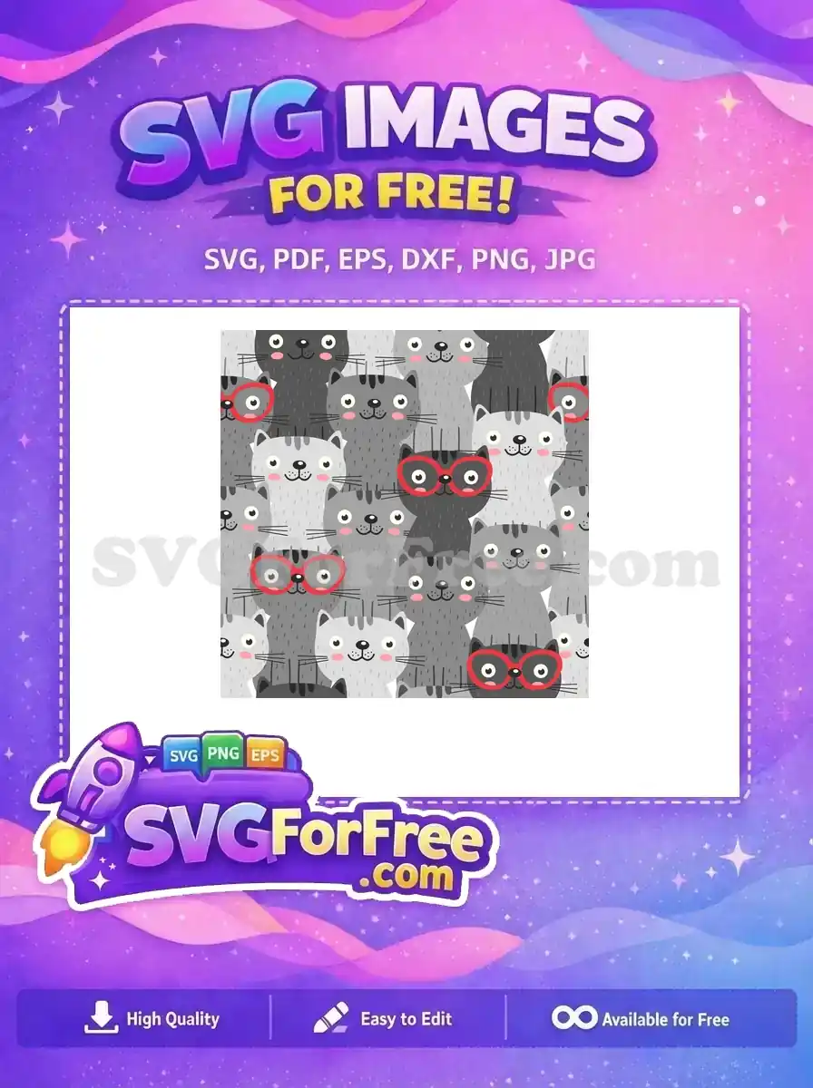 Free Gray Cats Free Red Glasses T shirt Designs Free SVG