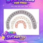 Free Grey Dashed Free Polka Dot Rainbow Free SVG - Instant Download