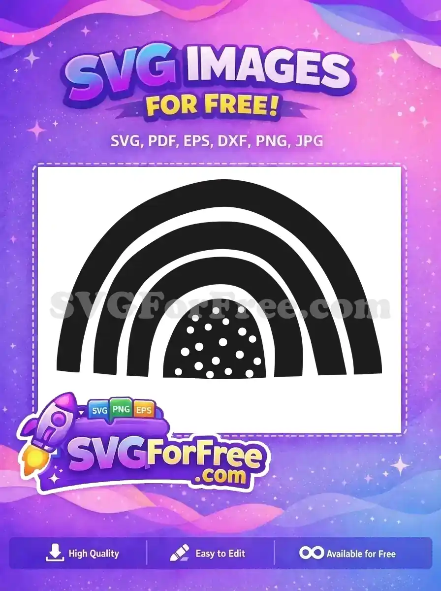 Free Black Arched Lines Free Polka Dots Rainbow Free SVG