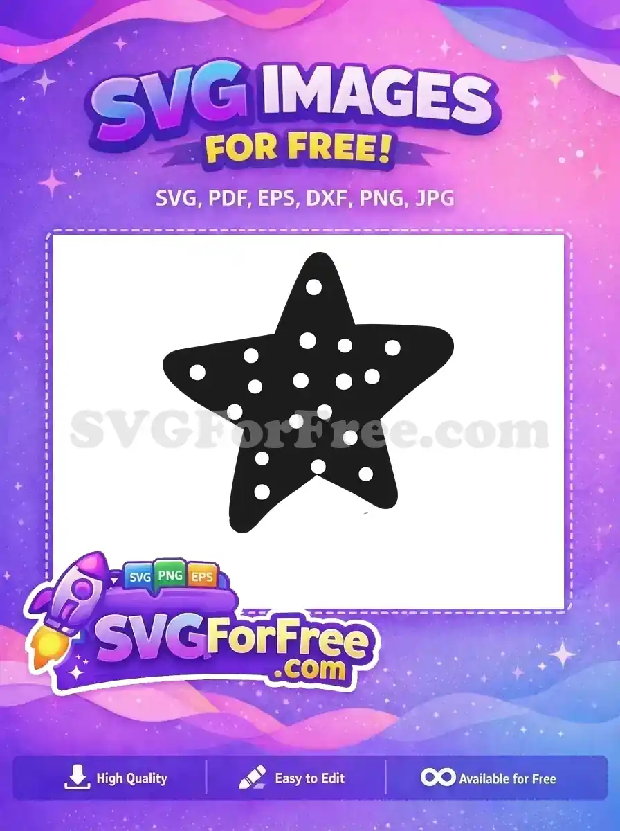 Free Black Starfish Shape Free White Dots Pattern Free SVG