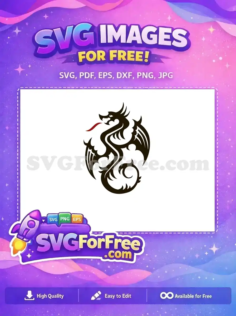 Free Tribal Dragon Silhouette Free Red Tongue T shirt Free SVG
