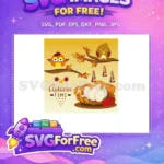 Free Cute Owls Free Autumn Scene T shirt Designs Free SVG - Instant Download