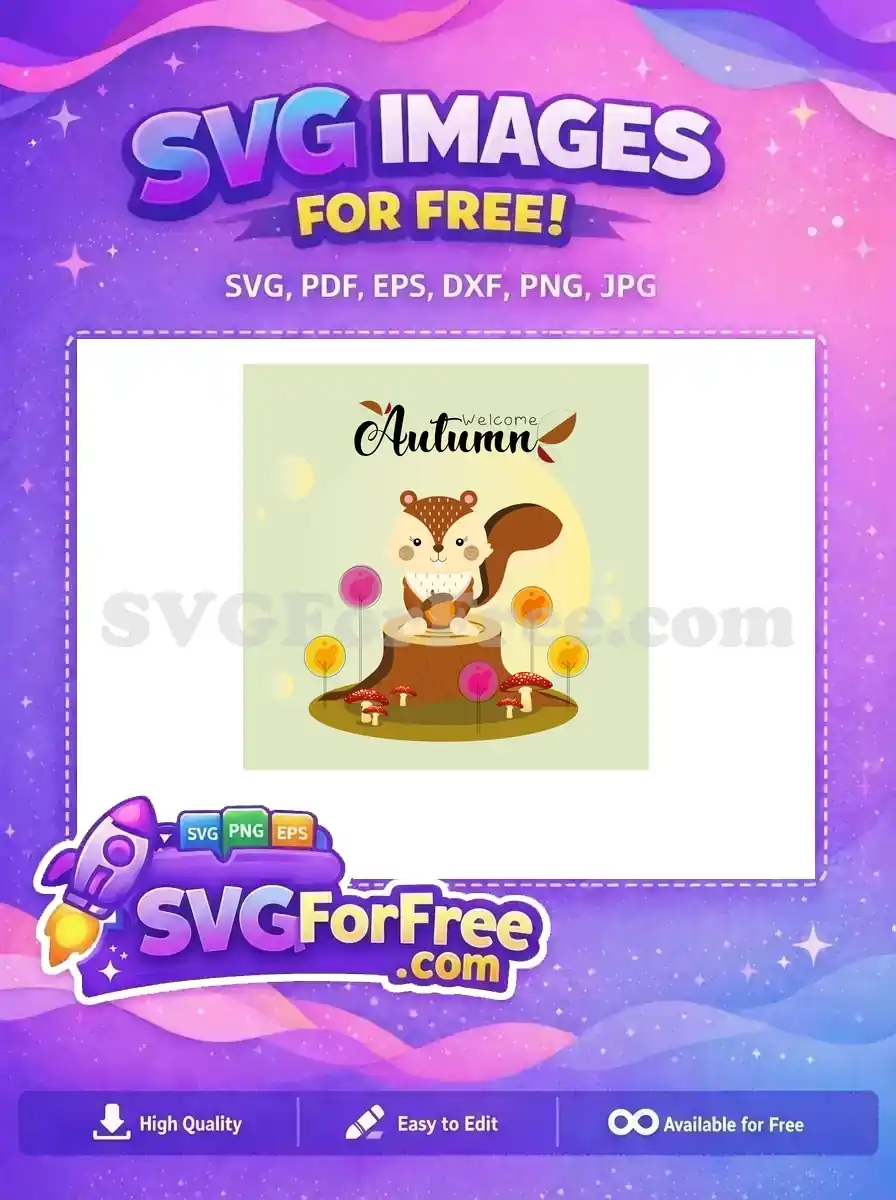 Free Autumn Squirrel Holding Acorn Free T shirt Designs Free SVG
