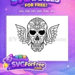 Free Winged Skull Free Dia De Los Muertos Free SVG - Instant Download
