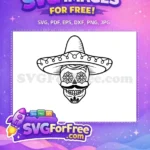 Free Sombrero Skull Free Flower Eyes Dia de Muertos Free SVG - Instant Download