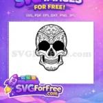 Free Floral Eye Sockets Free Detailed Skull T shirt Designs Quotes Free SVG - Instant Download