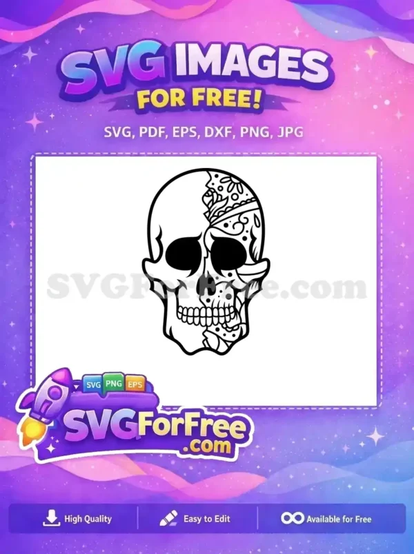 Free Skull Outline Free Floral Detail T shirt Free SVG Free Skull Outline Free Floral Detail T shirt Free SVG