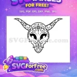 Free Tribal Horned Skull Free Floral Details T shirt Free SVG - Instant Download