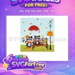 Free Autumn Raccoons Scarves Free Mouse Bench Hello Autumn Free SVG - Instant Download