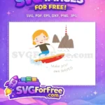 Free Surfer Girl Free Red Surfboard Lighthouse Free SVG - Instant Download