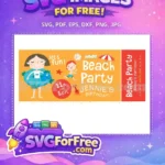 Free Girl with Float Free Boy Running Beach Party Free SVG - Instant Download