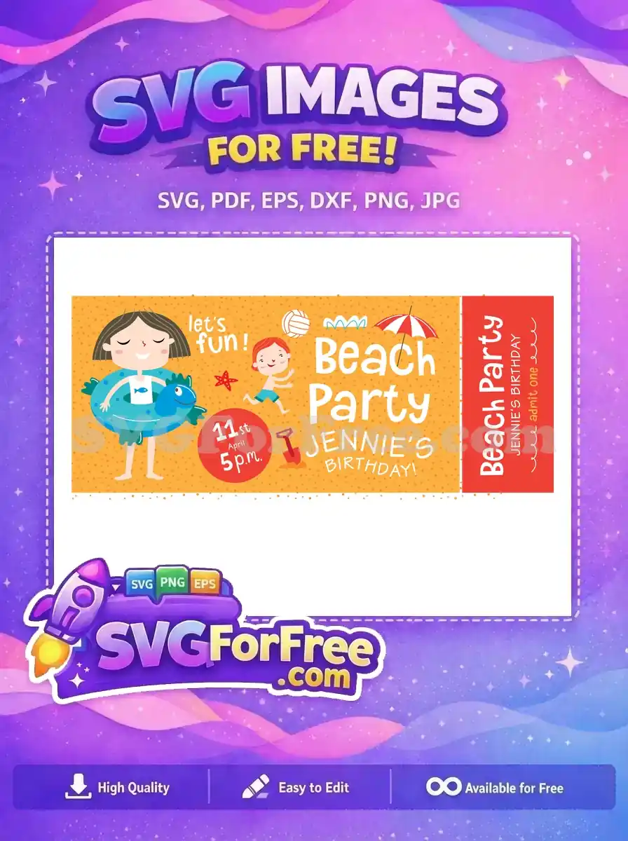 Free Girl with Float Free Boy Running Beach Party Free SVG