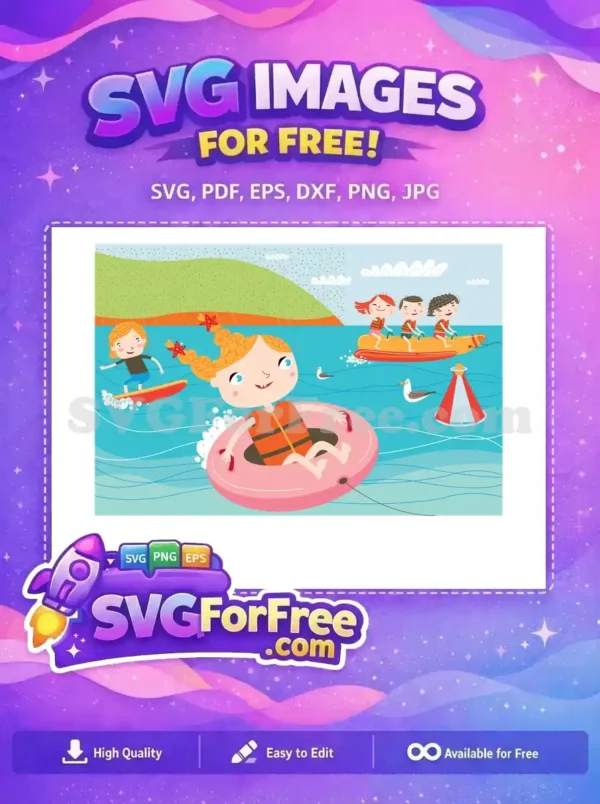 Free Orange Vest Free Starfish Hair Children Watersports Free SVG