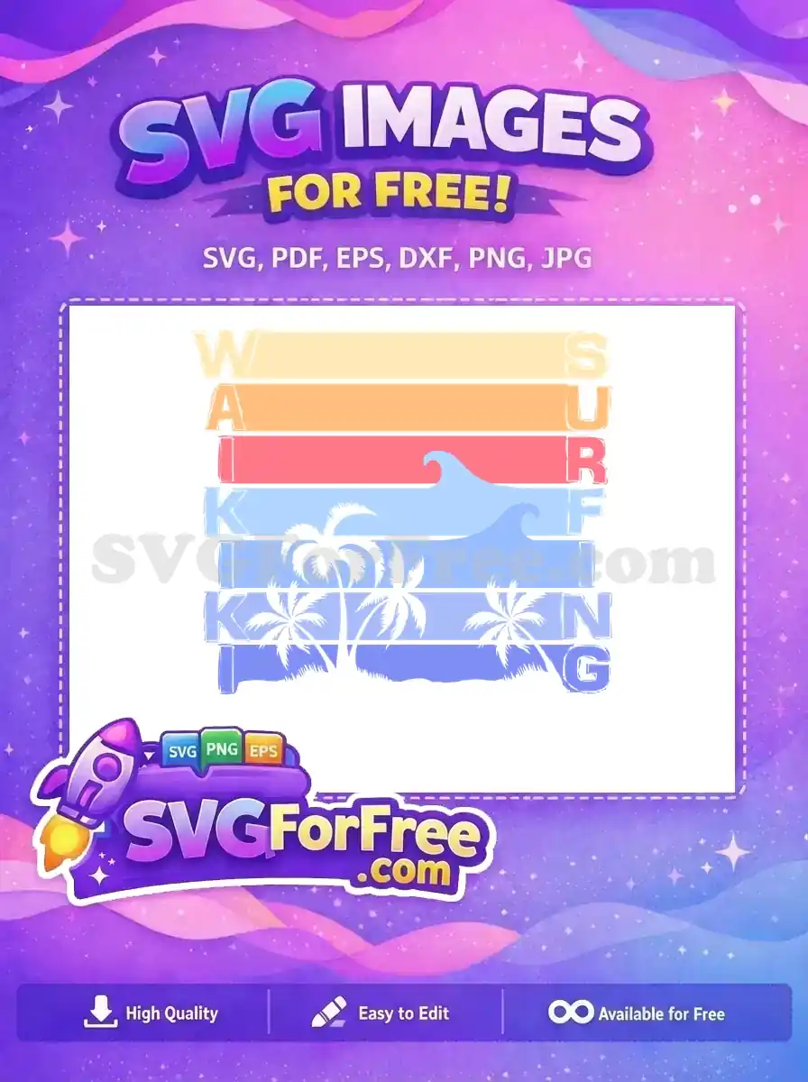 Free Colorful Palm Trees Free Surfing Waves T shirt Free SVG