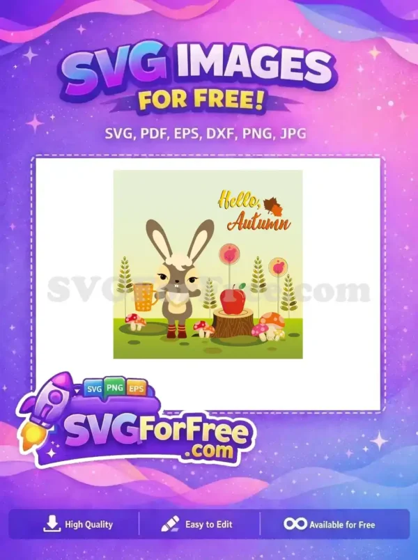 Free Autumn Bunny Coffee Free Apple Tree T shirt Designs Free SVG