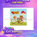 Free Teddy Bears Bicycle Free Autumn Scene T-shirt Designs Free SVG - Instant Download