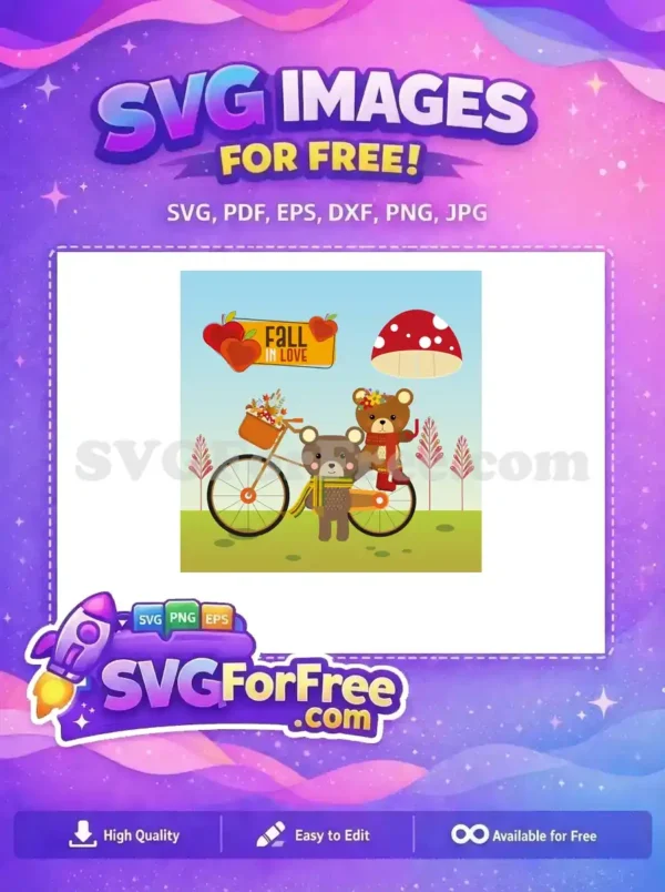 Free Teddy Bears Bicycle Free Autumn Scene T-shirt Designs Free SVG
