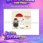 Free Mushroom Beret Sheep Free Autumn Umbrella Scene Free SVG - Instant Download