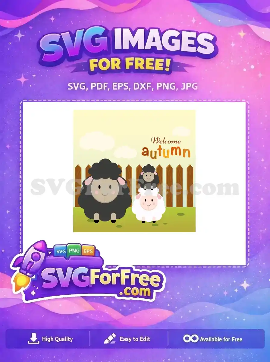 Free Cute Sheep Free Autumn Scene Welcome Free SVG