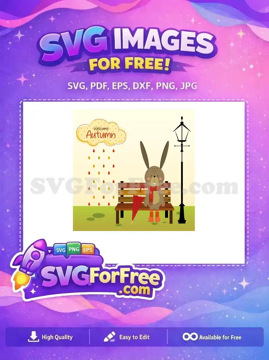 Free Scarfed Rabbit Free Autumn Bench Scene T shirt Free SVG