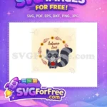 Free Autumn Love Free Raccoon Apple Holding T-shirt Free SVG - Instant Download