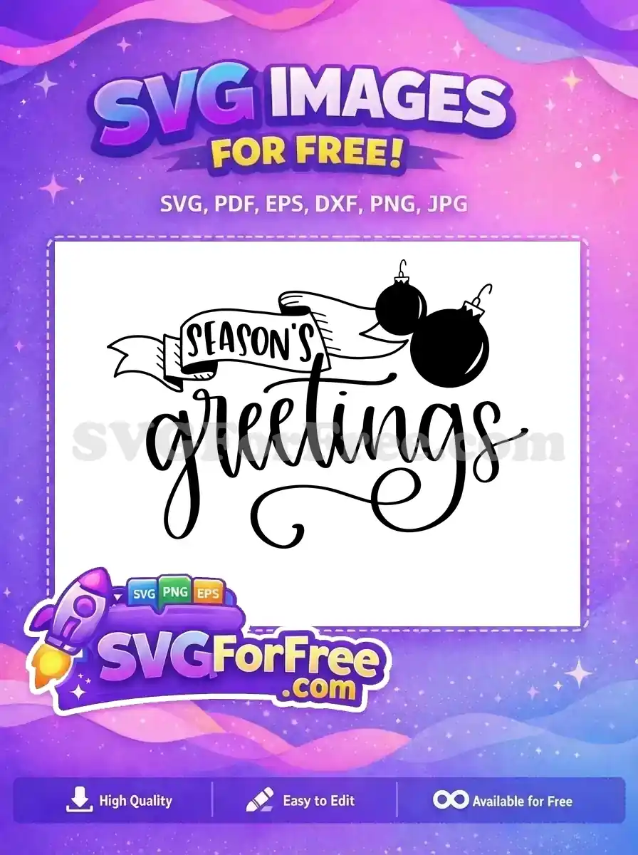 Free Season's Greetings Free Black Ornaments Christmas Free SVG