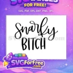 Free Snarky Cursive Free Bitch Bold T shirt Free SVG - Instant Download