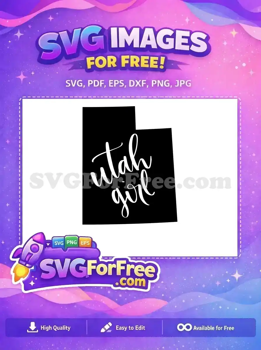 Free Utah State Outline Free Cursive Girl Text Design Free SVG