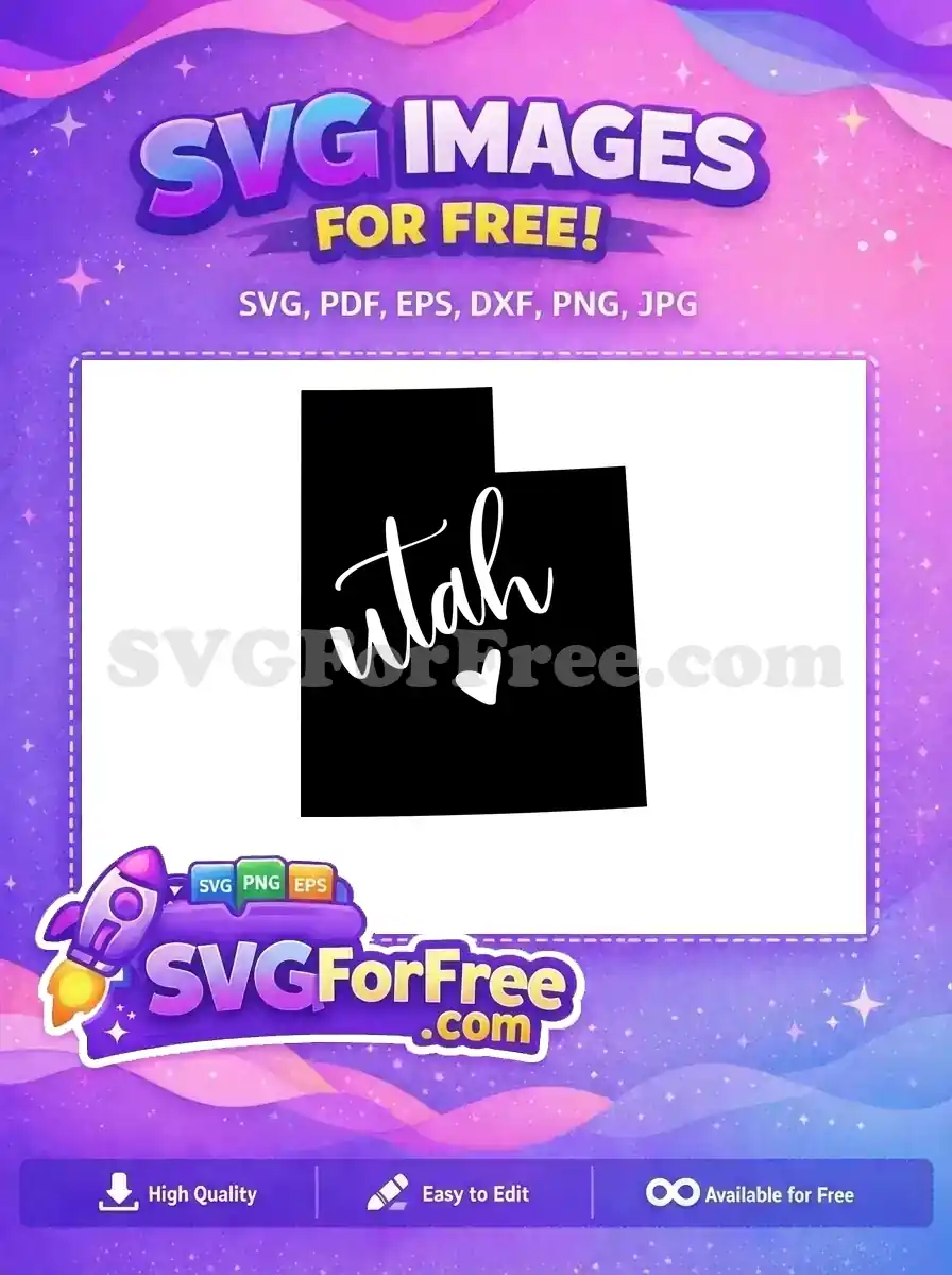 Free Utah Outline Free White Heart T shirt Quotes Free SVG