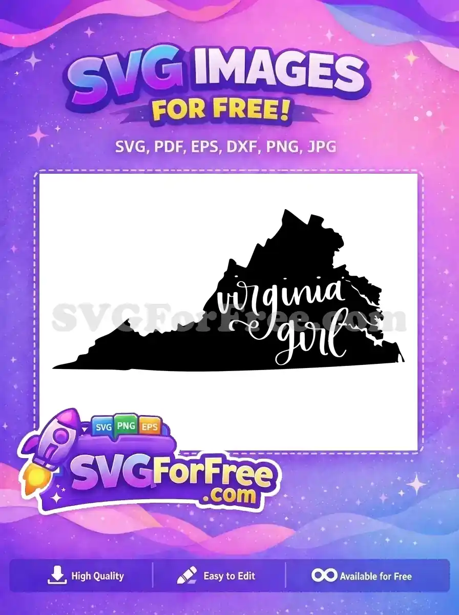 Free Virginia Outline Free Cursive Virginia Girl T shirt Free SVG