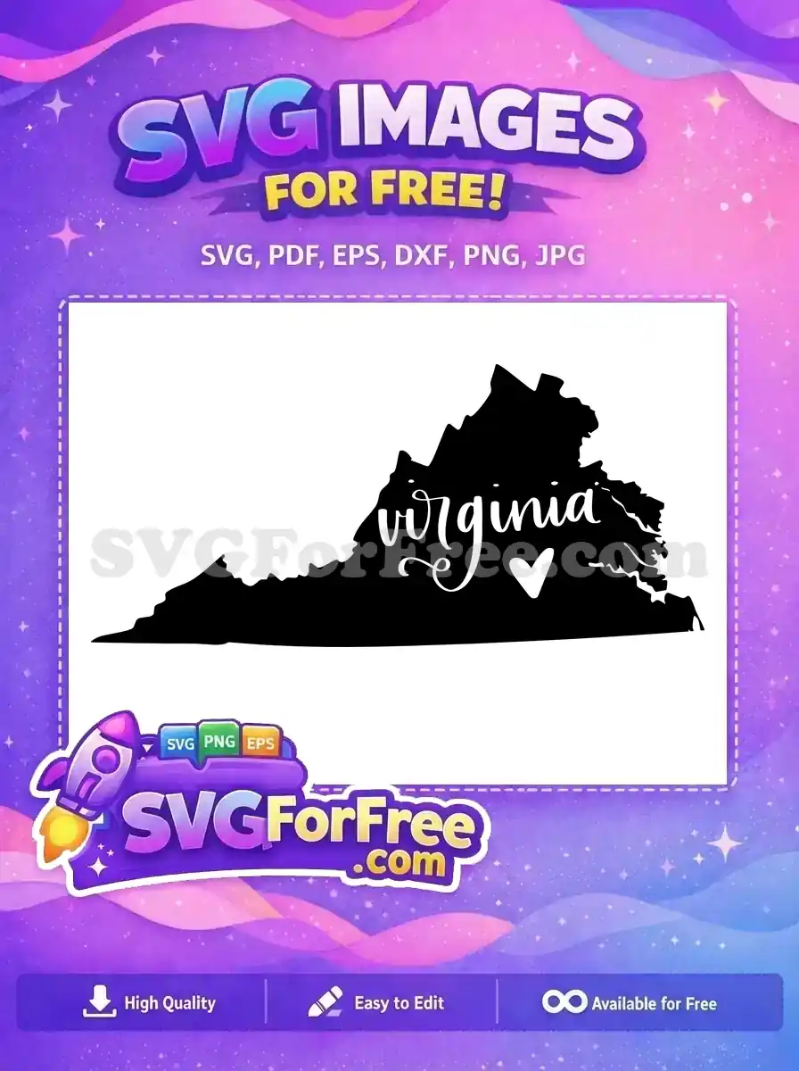 Free Virginia State Outline Free Heart T shirt Quotes Free SVG