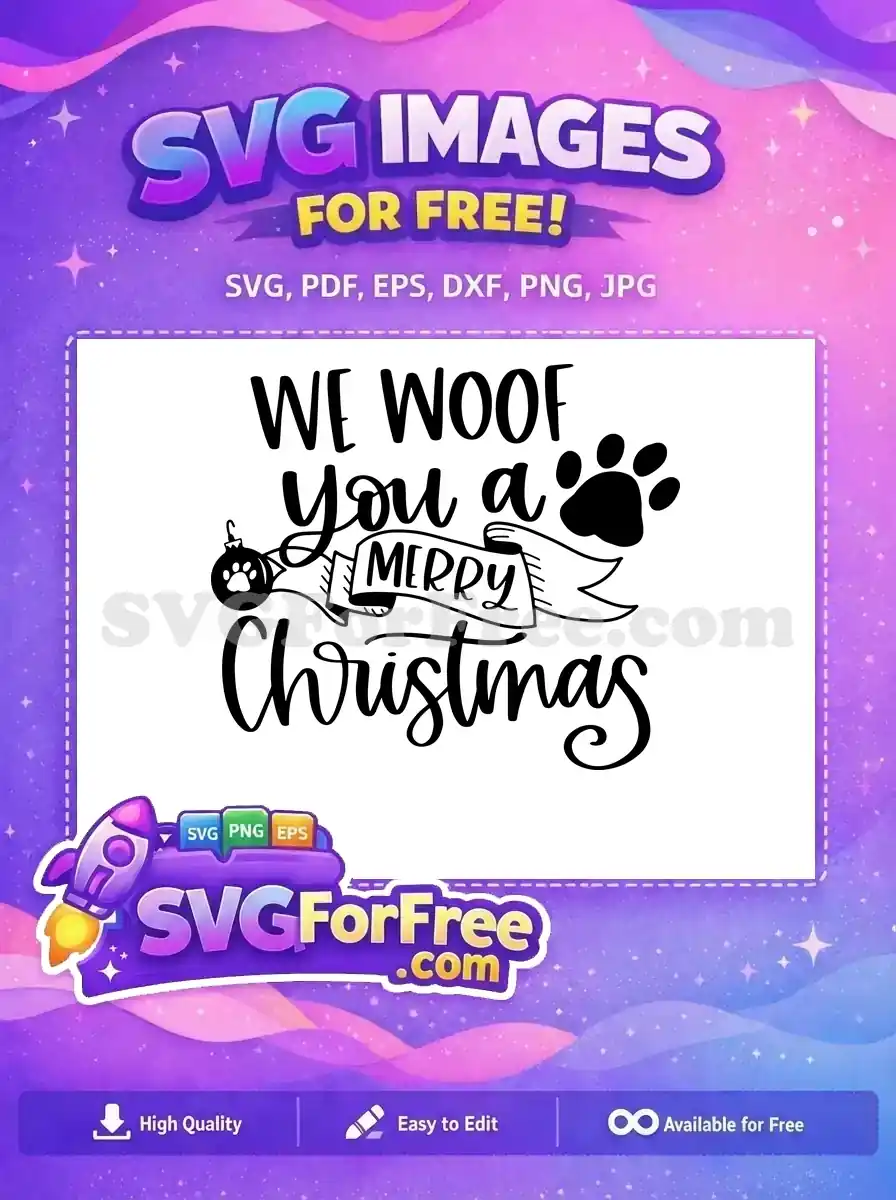 Free We Woof You Merry Christmas Free Ornament Free SVG