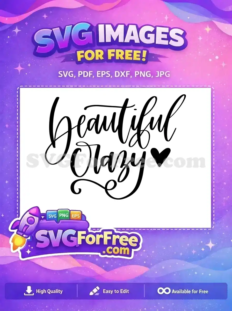 Free Beautiful Calligraphy Free Crazy Heart T shirt Free SVG