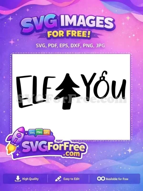 Free Elf Tree Free Ornament Silhouette Christmas Free SVG Free Elf Tree Free Ornament Silhouette Christmas Free SVG
