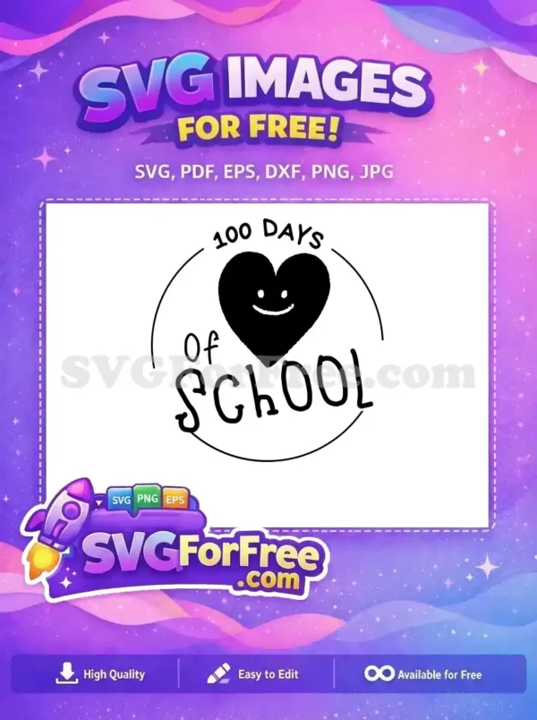 Free Smiling Heart Free 100 Days School Teacher Free SVG 2