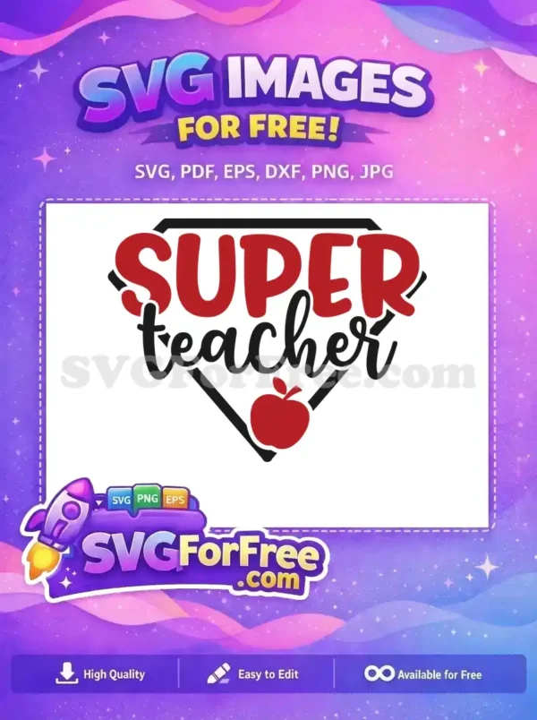Free Red Super Free Teacher Apple Hero Free SVG