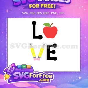 Free Black Letters Free Red Apple Teacher Love Free SVG
