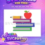 Free Stacked Books Free Apple Pencil Teacher Free SVG - Instant Download