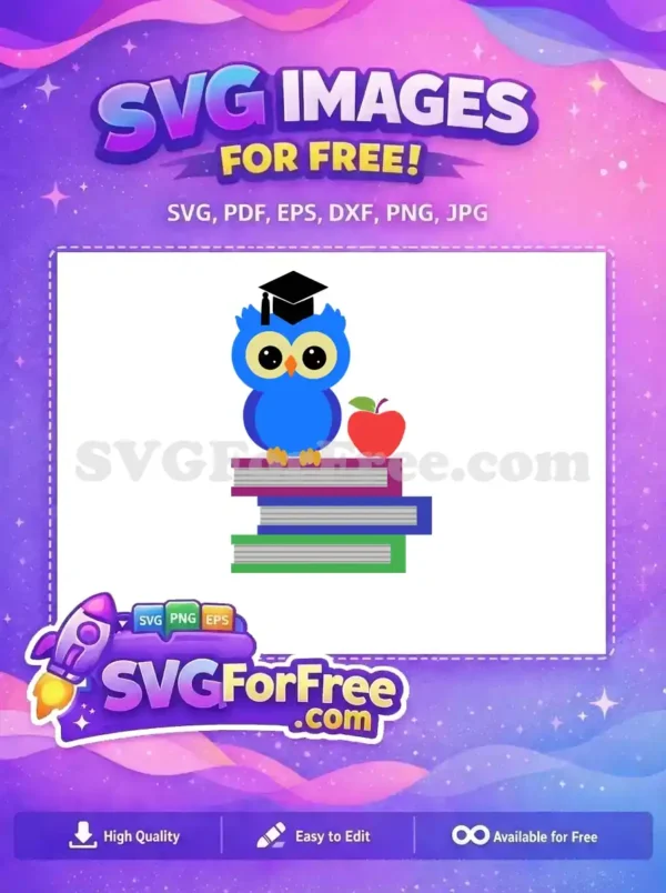 Free Graduation Owl Free Stack Books Teacher Free SVG