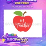 Free Red Apple Free Number One Teacher Design Free SVG - Instant Download