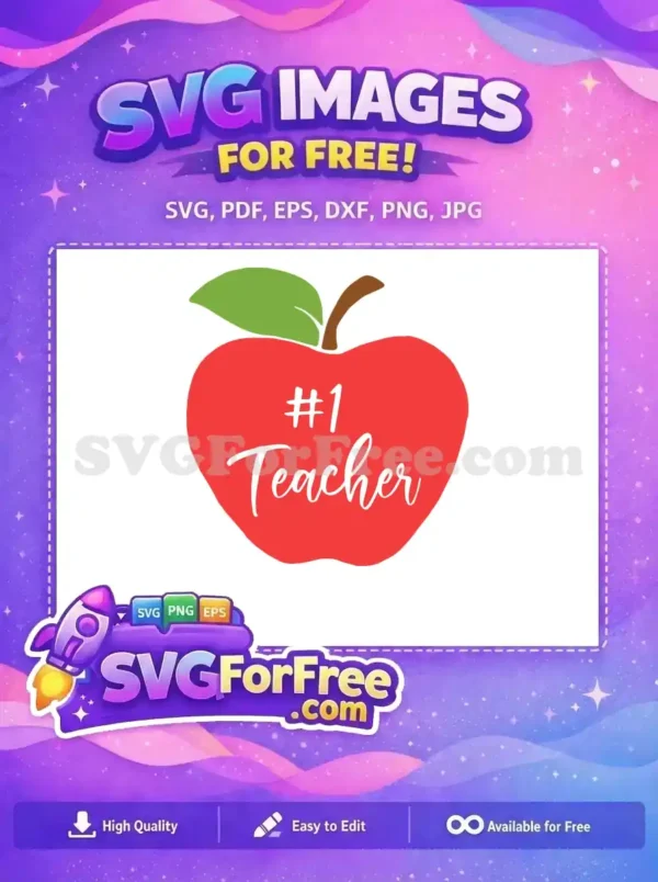Free Red Apple Free Number One Teacher Design Free SVG