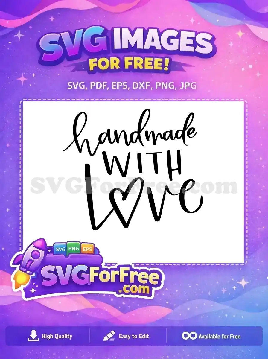 Free Cursive Handmade Free With Love Heart Free SVG