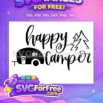 Free Black Camper Free Trees Happy Camper T shirt Quotes Free SVG - Instant Download