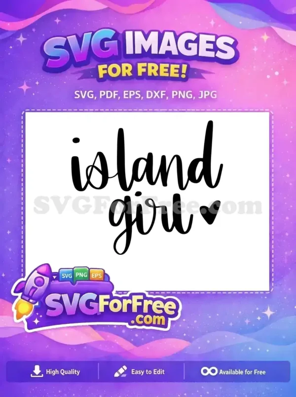 Free Island Girl Text Free Heart Design Free SVG