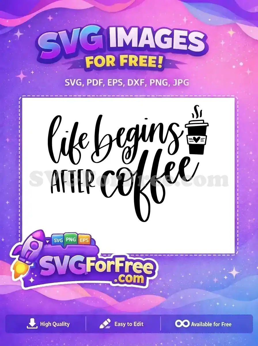 Free Life Begins Black Free Coffee Cup T shirt Free SVG